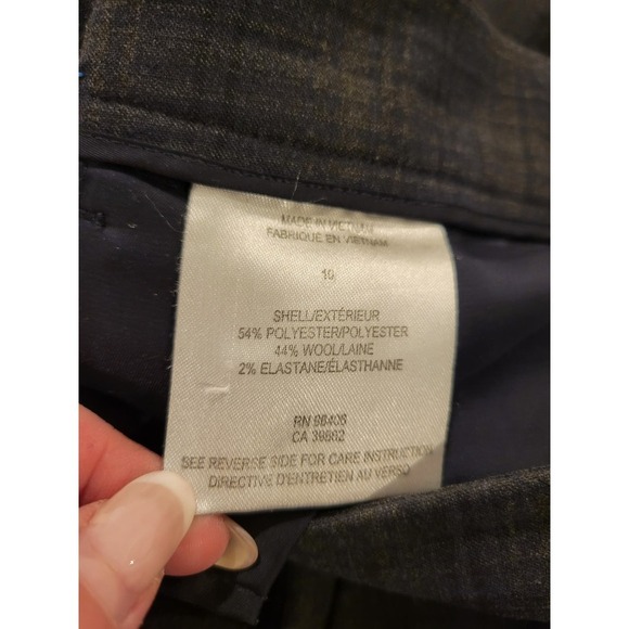 Theory Plaid Wool Blend Dress Pants Gray Trousers 10 - Picture 9 of 10